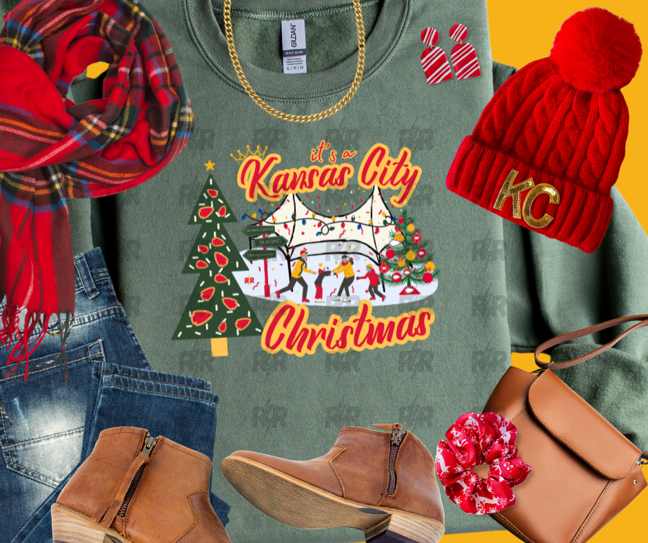 DTF TRANSFER ONLY - It's a Kansas City Christmas Crown Center Red & Yellow