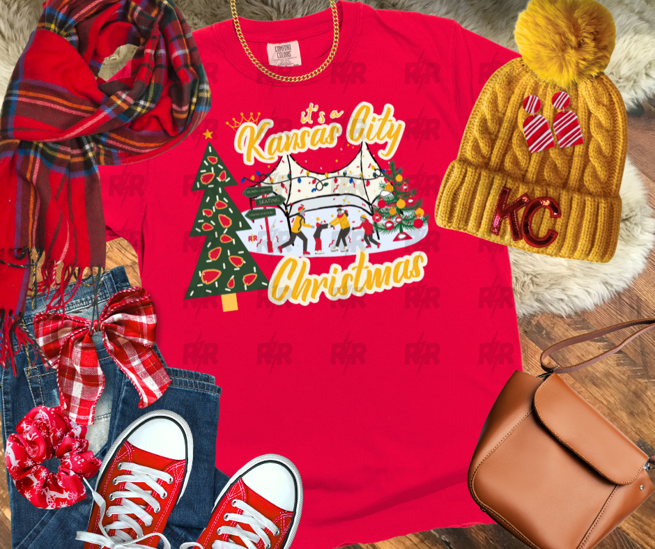 DTF TRANSFER ONLY - It's a Kansas City Christmas Crown Center White & Yellow