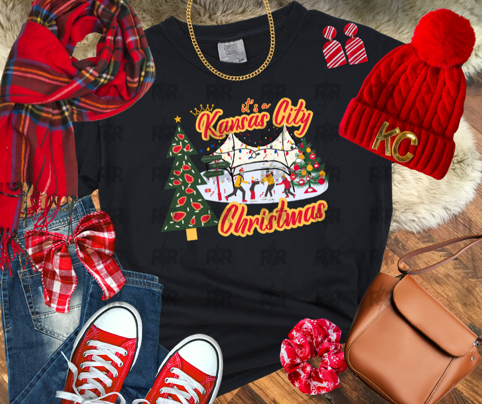 DTF TRANSFER ONLY - It's a Kansas City Christmas Crown Center Red & Yellow