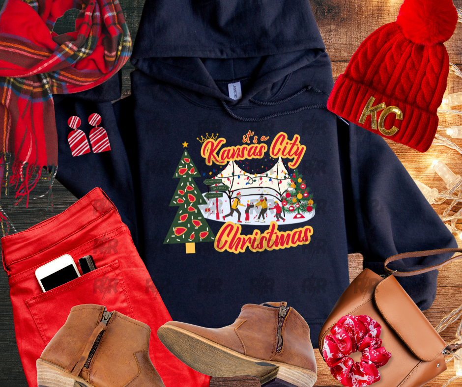 DTF TRANSFER ONLY - It's a Kansas City Christmas Crown Center Red & Yellow