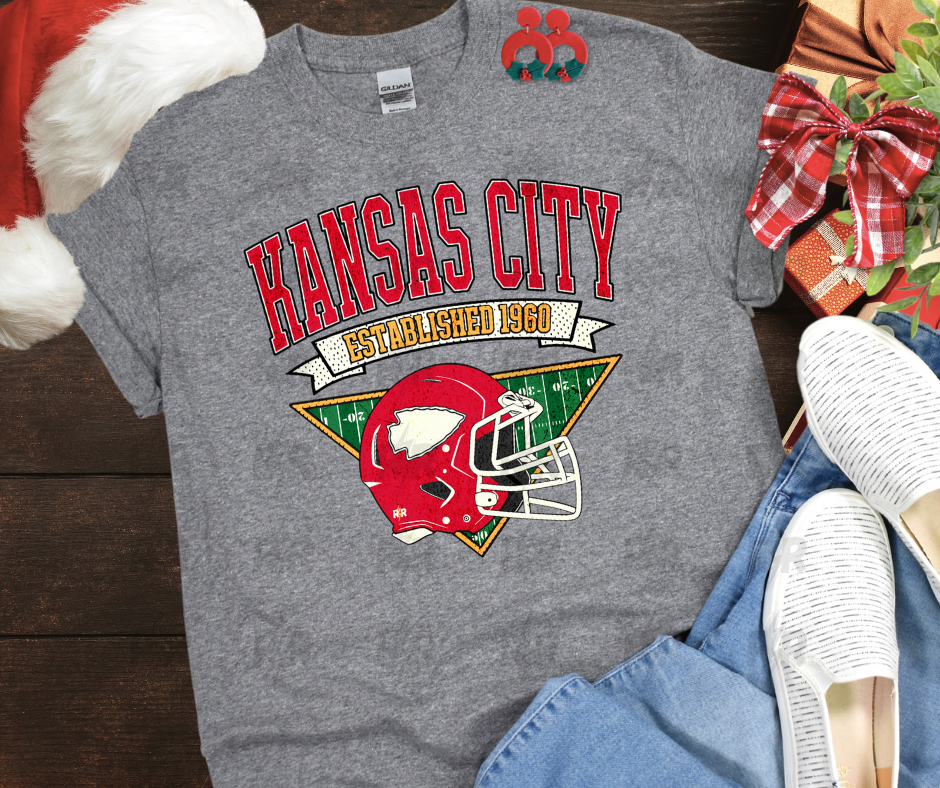 DTF TRANSFER ONLY - Kansas City Established 1960 WHITE Arrowhead Triangle Field