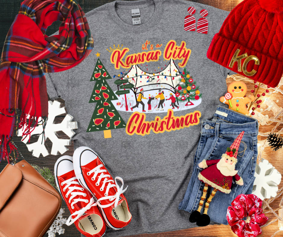 DTF TRANSFER ONLY - It's a Kansas City Christmas Crown Center Red & Yellow