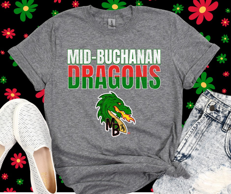 DTF TRANSFER ONLY -Mid-Buchanan Dragons Colors