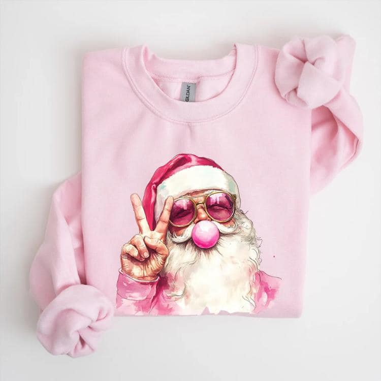 DTF TRANSFER ONLY - Pink Bubble Gum Santa