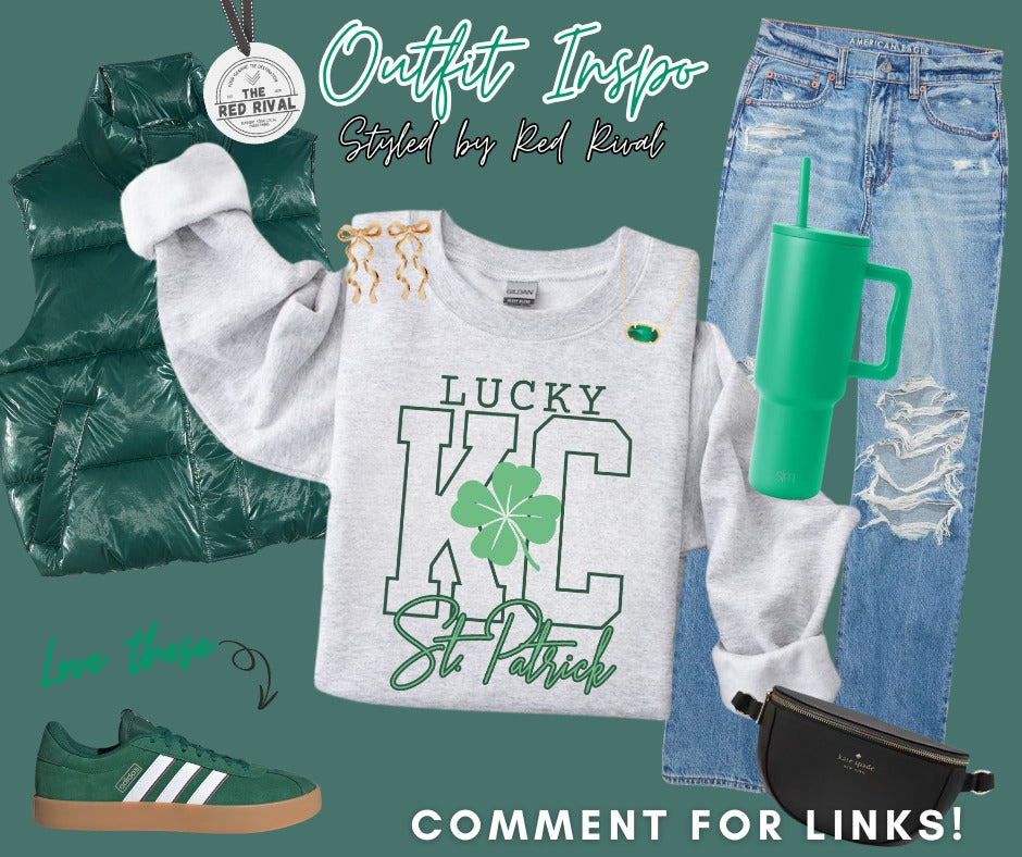 DTF TRANSFER ONLY - Lucky KC St. Patrick Muted Green