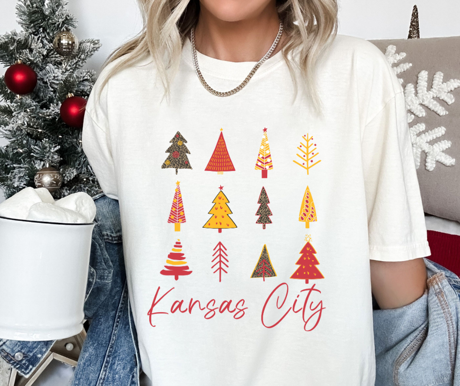 DTF TRANSFER ONLY - Kansas City Christmas Tree Pattern