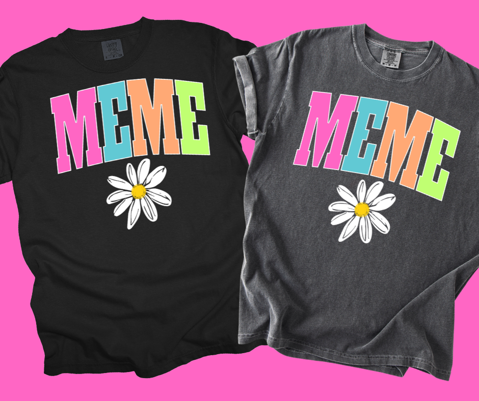 DTF TRANSFER ONLY -MEME Daisy Varsity Letters