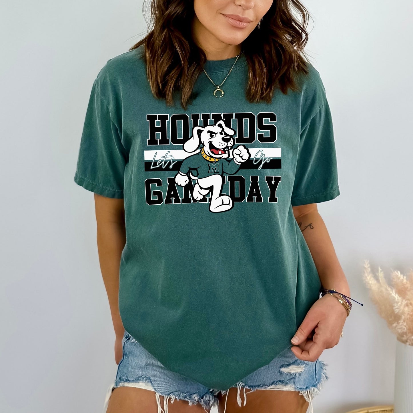 DTF TRANSFER ONLY - Black/White Vintage Hounds Gameday