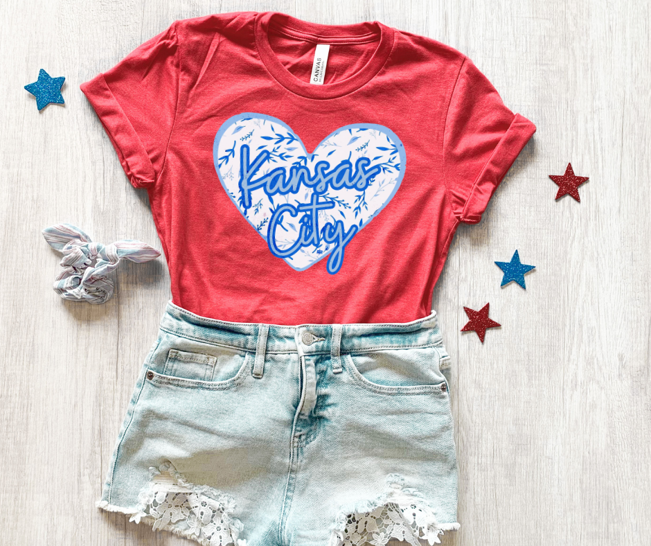 DTF TRANSFER ONLY -Patriotic Kansas City Heart