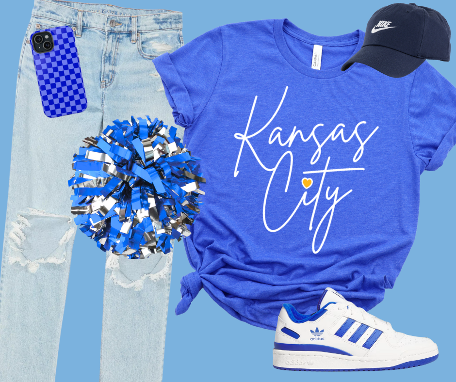 DTF TRANSFER ONLY - Kansas City Script White with Gold Heart