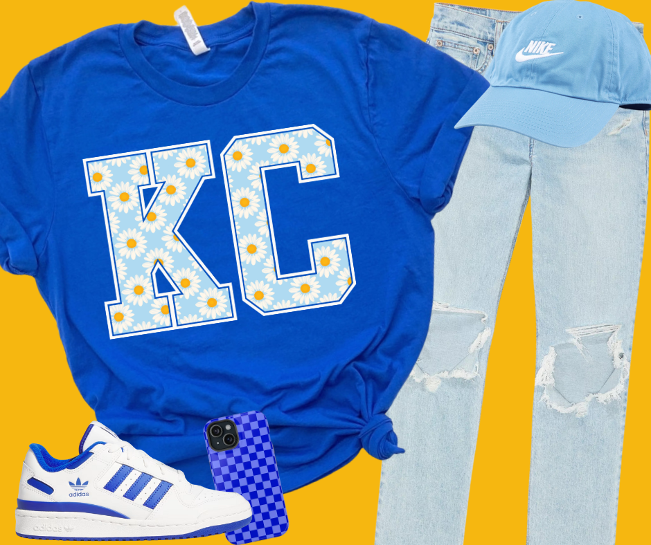 DTF TRANSFER ONLY - KC Daisy's Light Blue