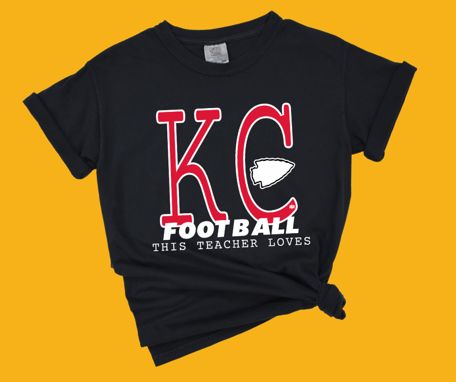 DTF TRANSFER ONLY -Red & White This Teacher Loves KC Football