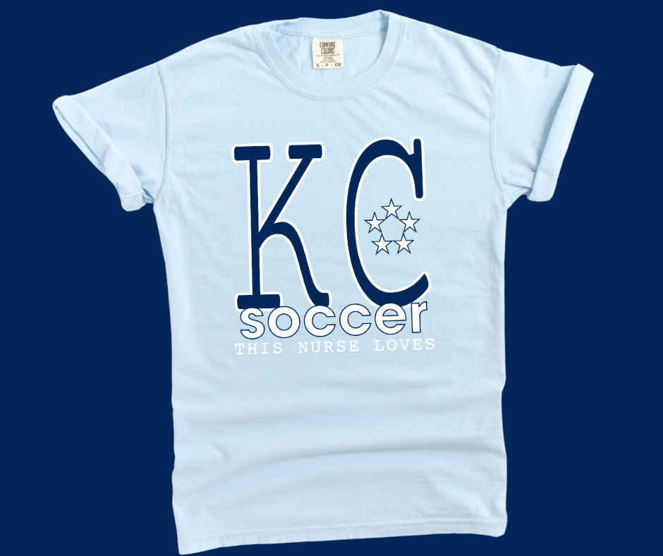 DTF TRANSFER ONLY -Navy & White This Nurse Loves KC Soccer