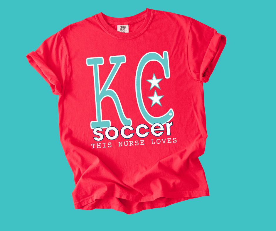 DTF TRANSFER ONLY -Teal & White This Nurse Loves KC Soccer