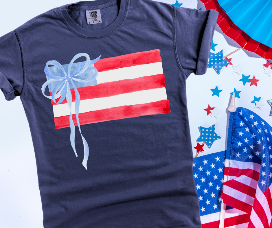 DTF TRANSFER ONLY - Dainty Bow American Flag