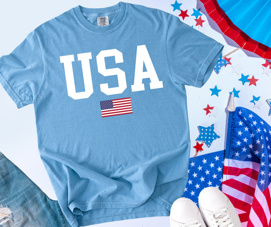 DTF TRANSFER ONLY - USA w/ American Flag