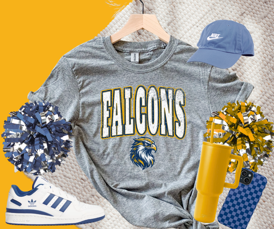 DTF TRANSFER ONLY -White Distressed Falcon Mascot