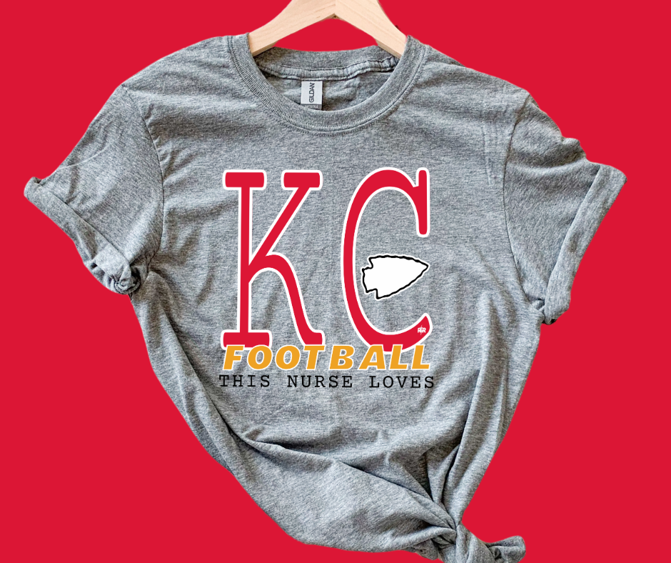 DTF TRANSFER ONLY -Red & Yellow This Nurse Loves KC Football