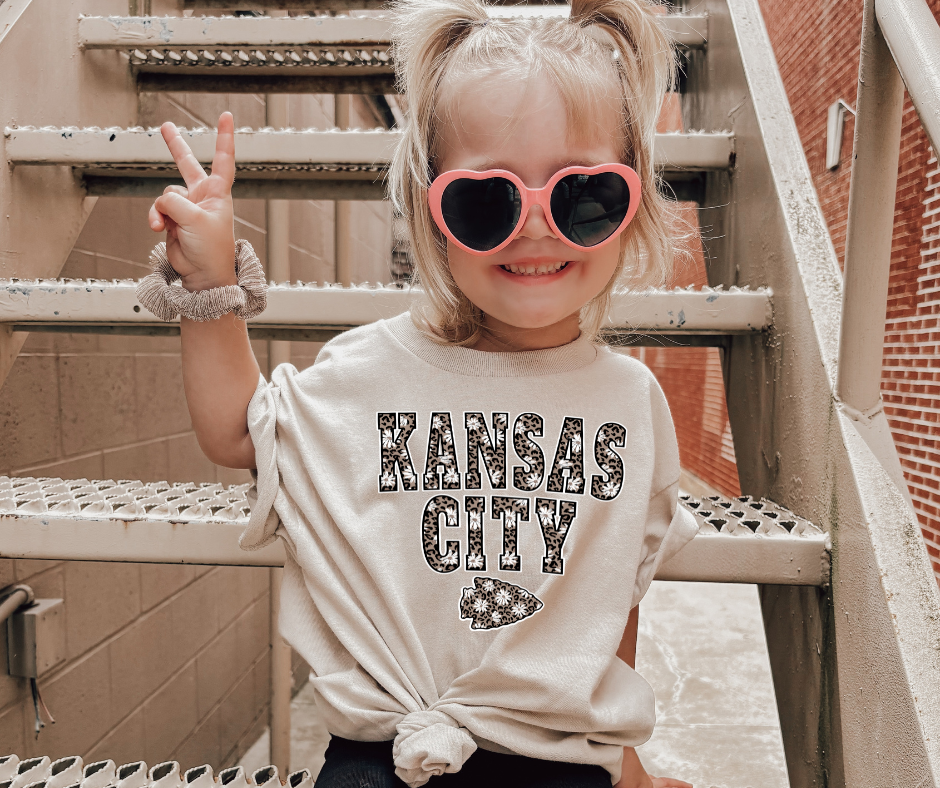 DTF TRANSFER ONLY - Daisy Leopard Kansas City Arrowhead Tee