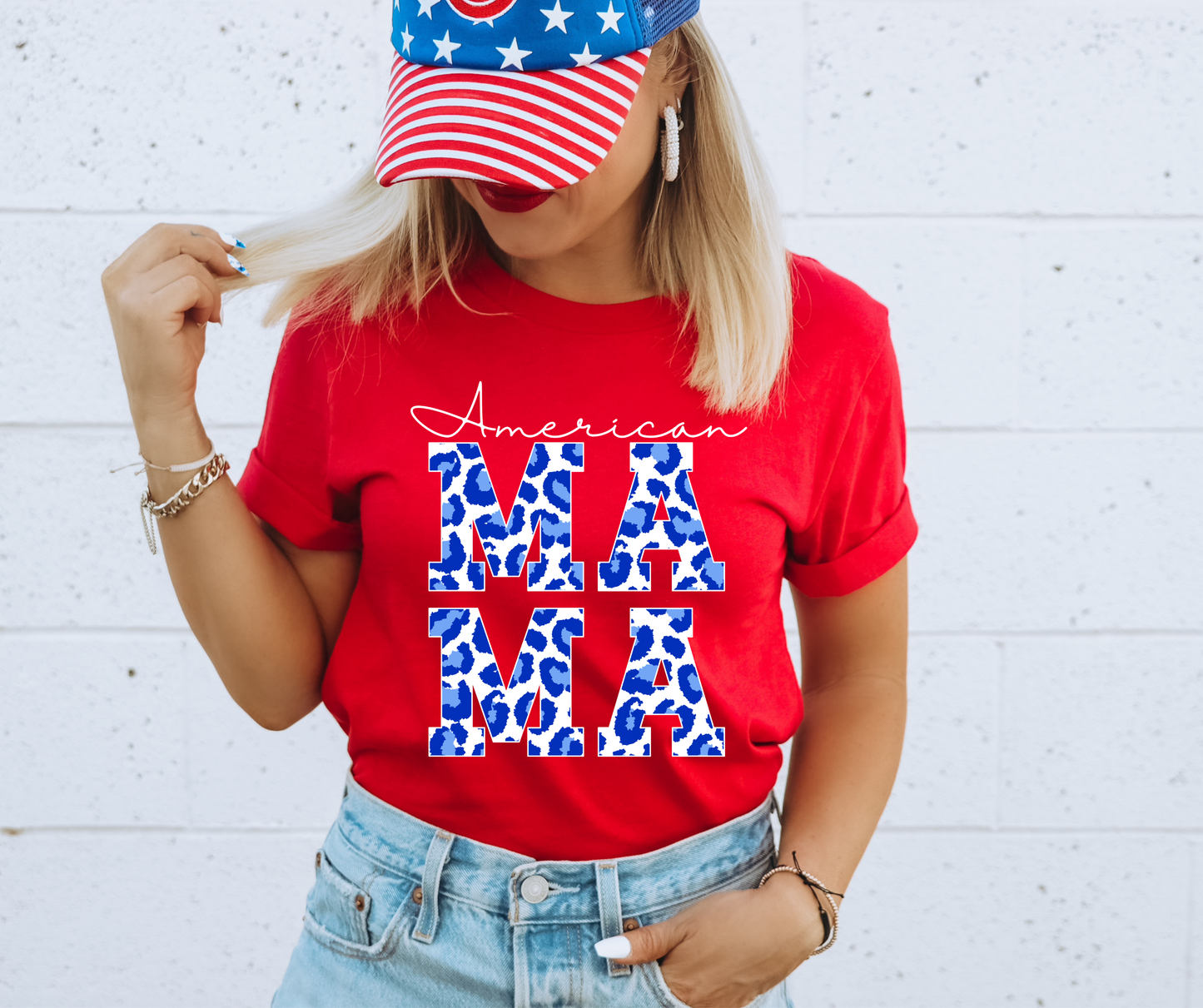 DTF TRANSFER ONLY -American Mama Blue Leopard