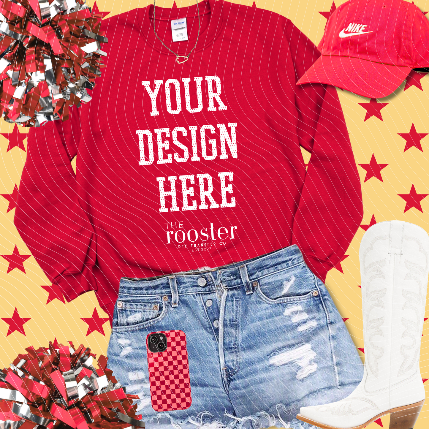 DIGITAL DOWNLOAD ONLY - KC Football Themed Red Gildan Sweatshirt Mockup