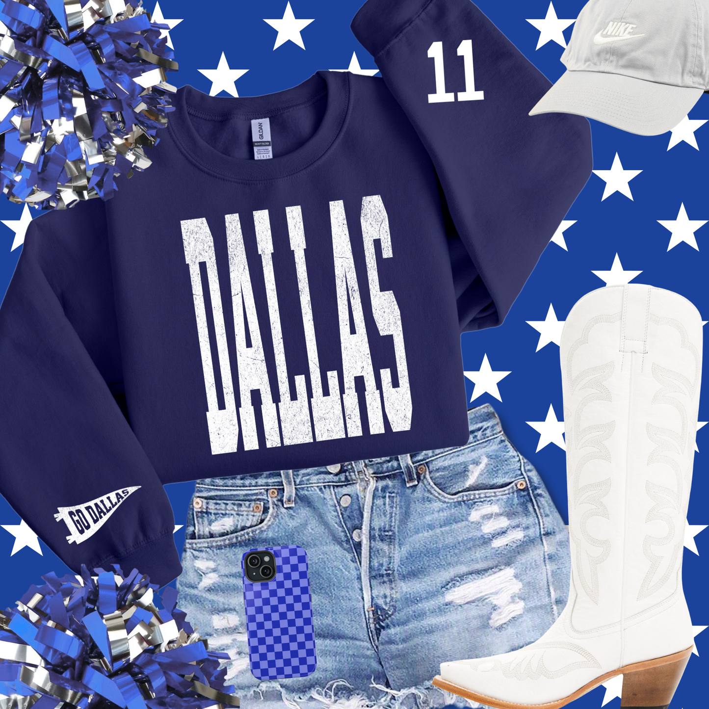 DIGITAL DOWNLOAD ONLY - Customizable - Distressed Dallas & Pennant Canva Template
