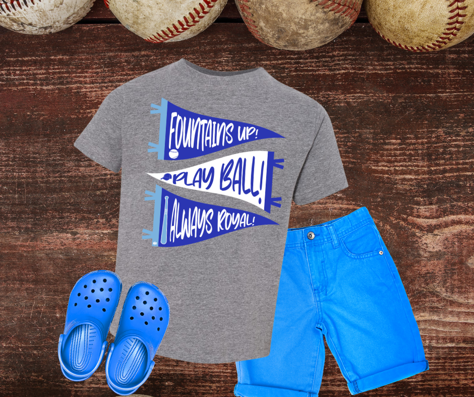 DTF TRANSFER ONLY - 3 Pennant Flags KC Baseball Theme