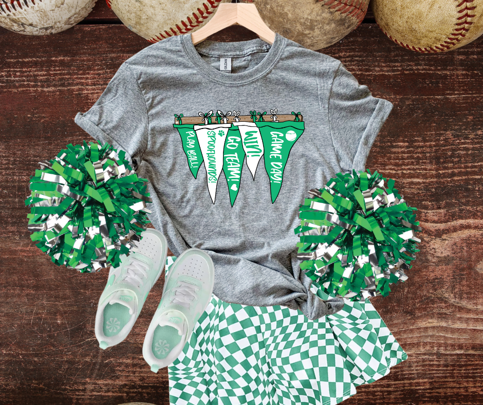 DTF TRANSFER ONLY - Pennant Flags RACK Spoofhound Baseball Theme