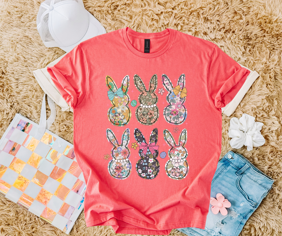 DTF TRANSFER ONLY - Coquette Easter Bunny Floral