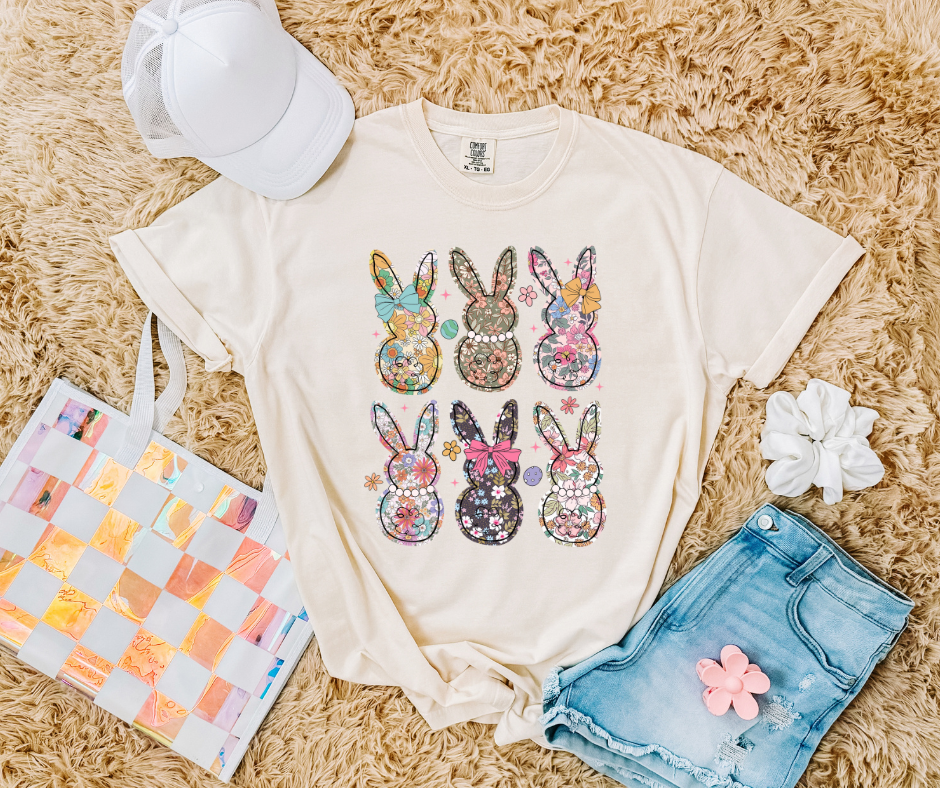 DTF TRANSFER ONLY - Coquette Easter Bunny Floral