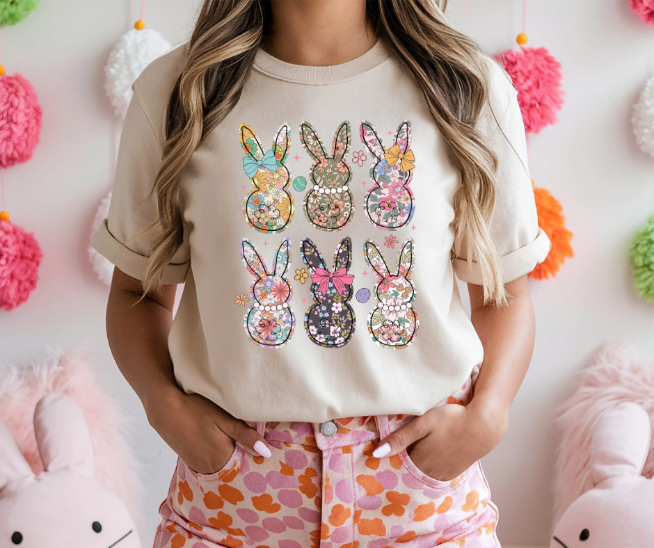 DTF TRANSFER ONLY - Coquette Easter Bunny Floral