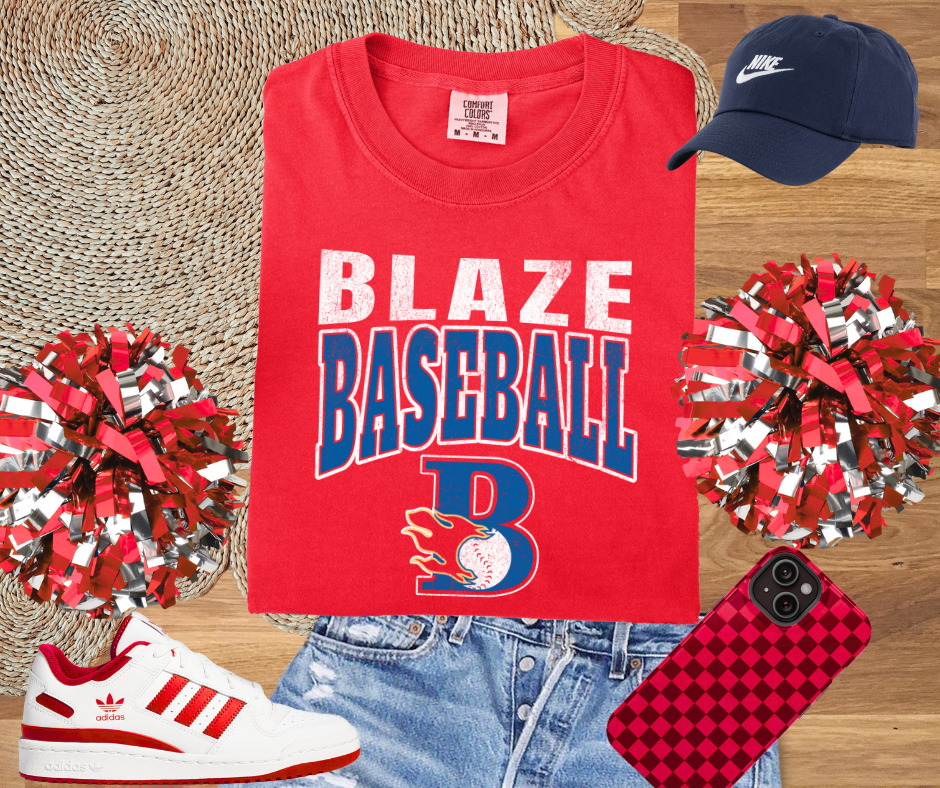 DTF TRANSFER ONLY - Blaze Baseball4 - BLUE (red knocked out)