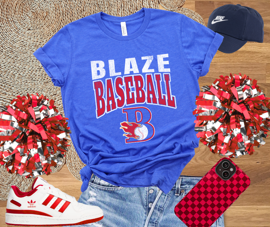 DTF TRANSFER ONLY - Blaze Baseball3 - RED (blue knocked out)