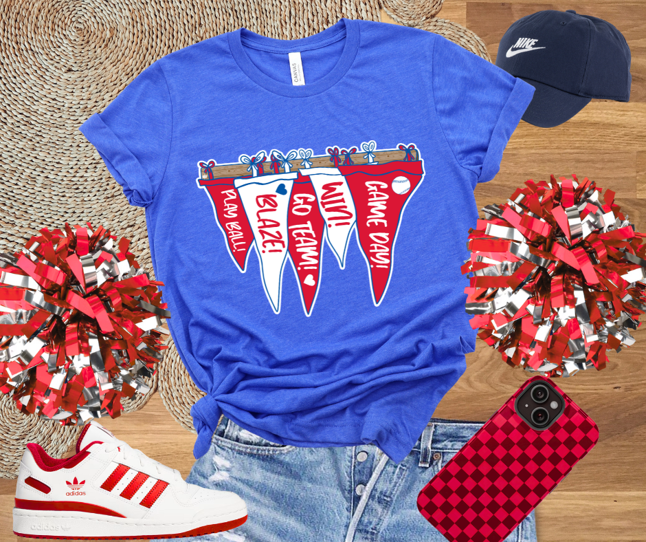 DTF TRANSFER ONLY - Blaze Pennants1 - RED/WHITE