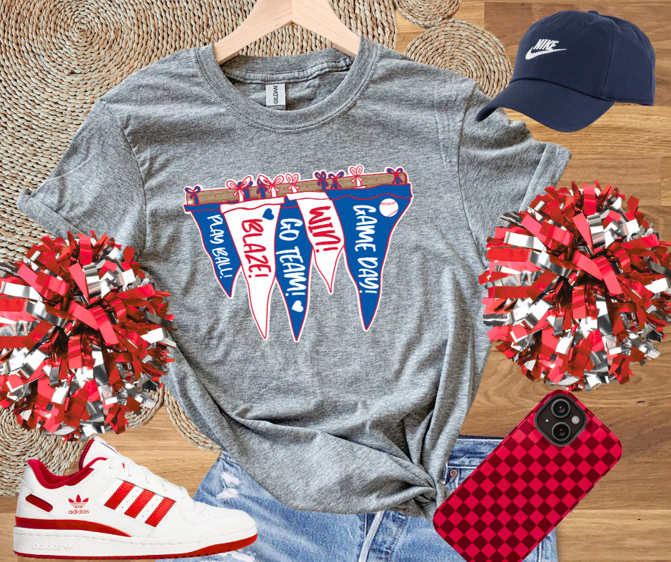 DTF TRANSFER ONLY - Blaze Pennants2 - BLUE/WHITE