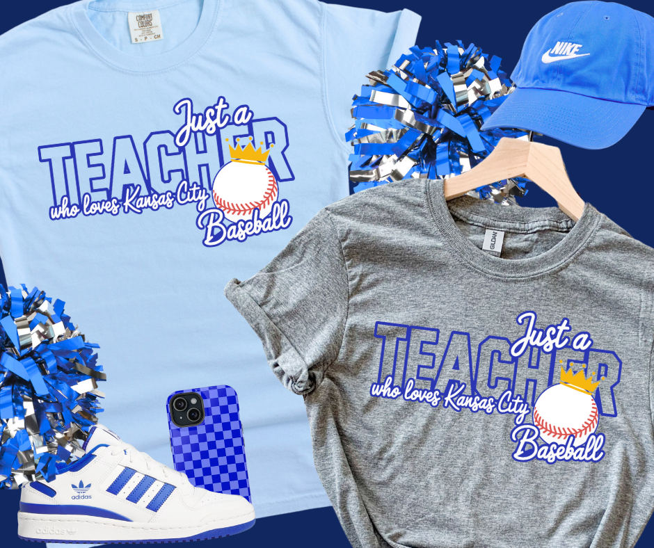 DTF TRANSFER ONLY - Just a Teacher w/ Baseball Wearing Crown