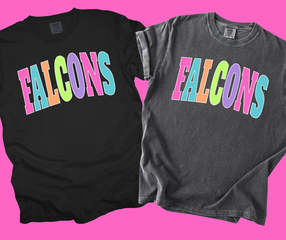 DTF TRANSFER ONLY -FALCONS Multi-Colored Varsity Letters