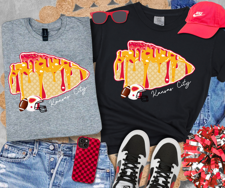 DTF TRANSFER ONLY - Arrowhead Ice Cream Cone Drip Letters White Text