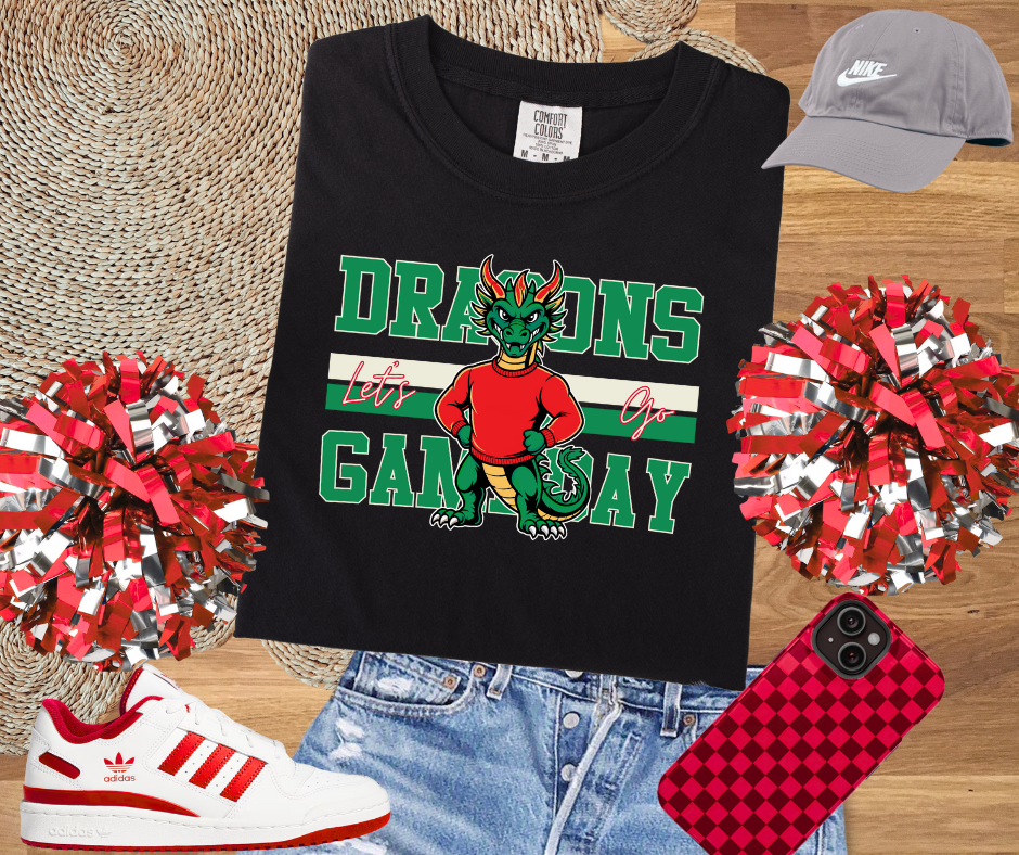 DTF TRANSFER ONLY - Green Vintage Dragons Gameday
