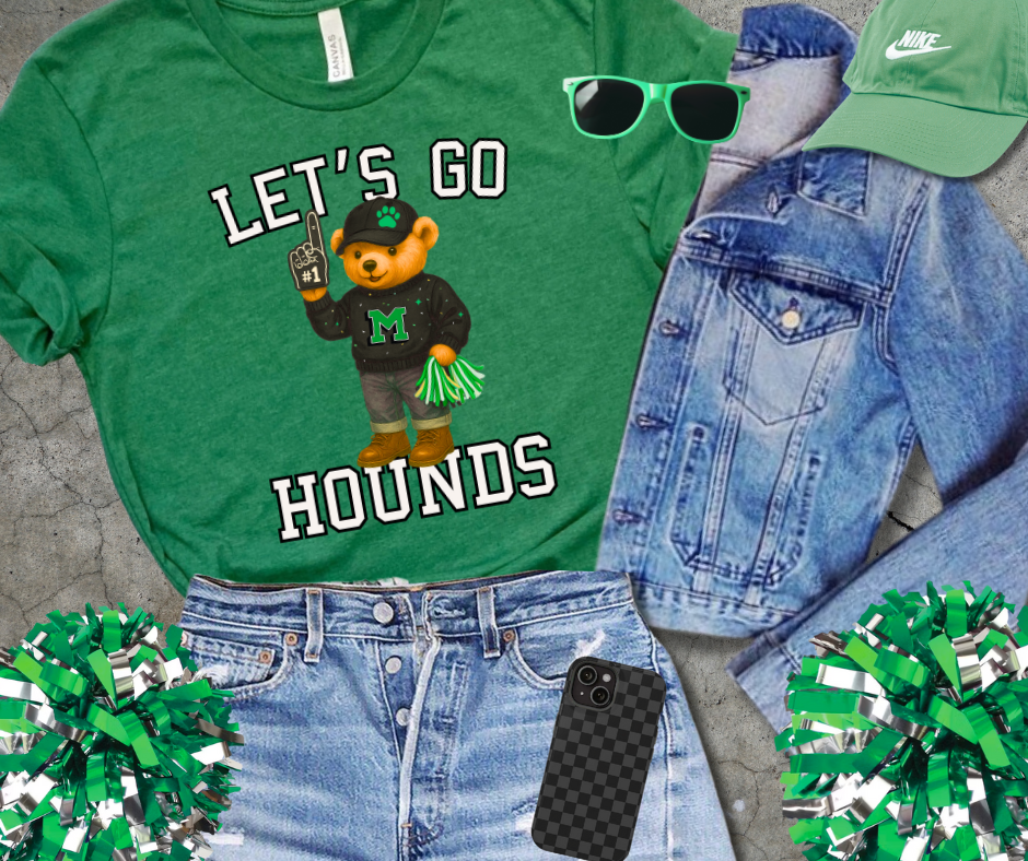 DTF TRANSFER ONLY - Black/White Hounds Bear Fan