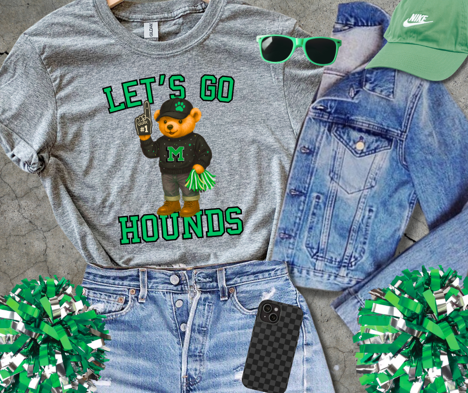 DTF TRANSFER ONLY - Black/Green Hounds Bear Fan