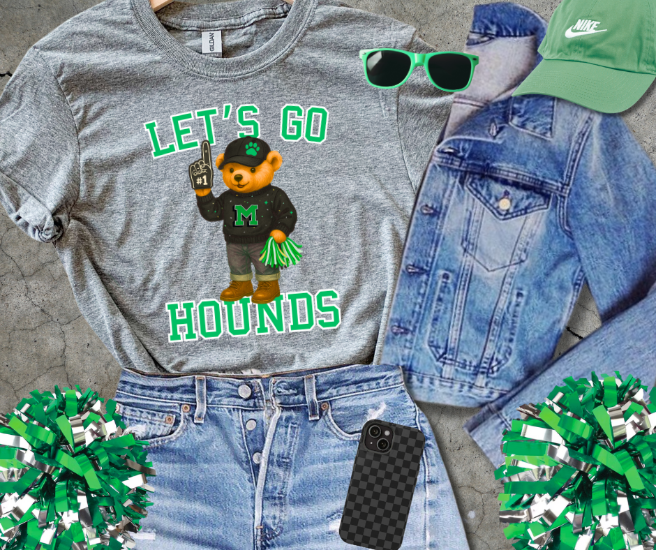 DTF TRANSFER ONLY - White/Green Hounds Bear Fan