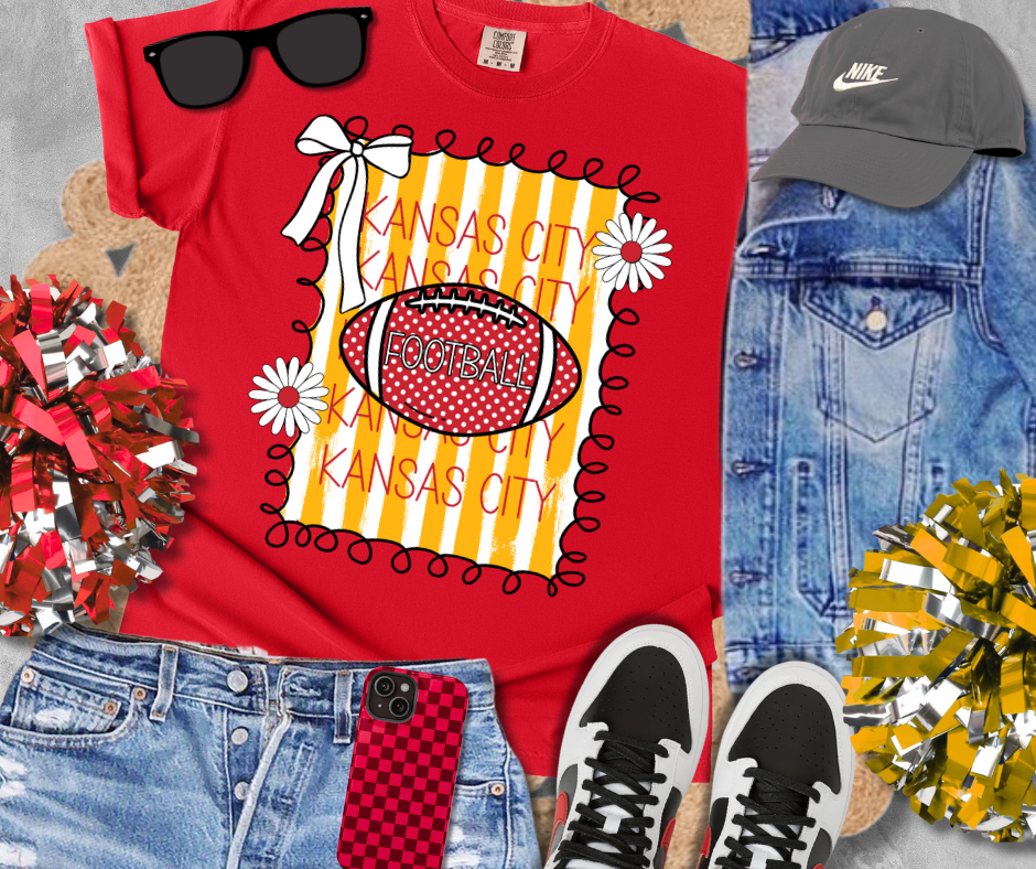DTF TRANSFER ONLY - Striped Kansas City Repeat Polka Dot Football