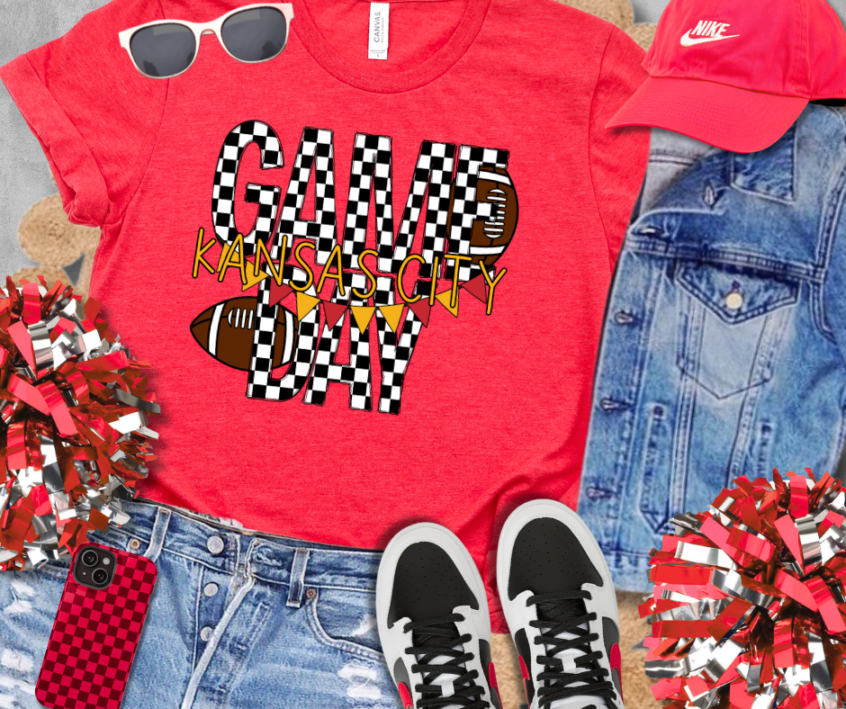DTF TRANSFER ONLY - Checkered Game Day Kansas City