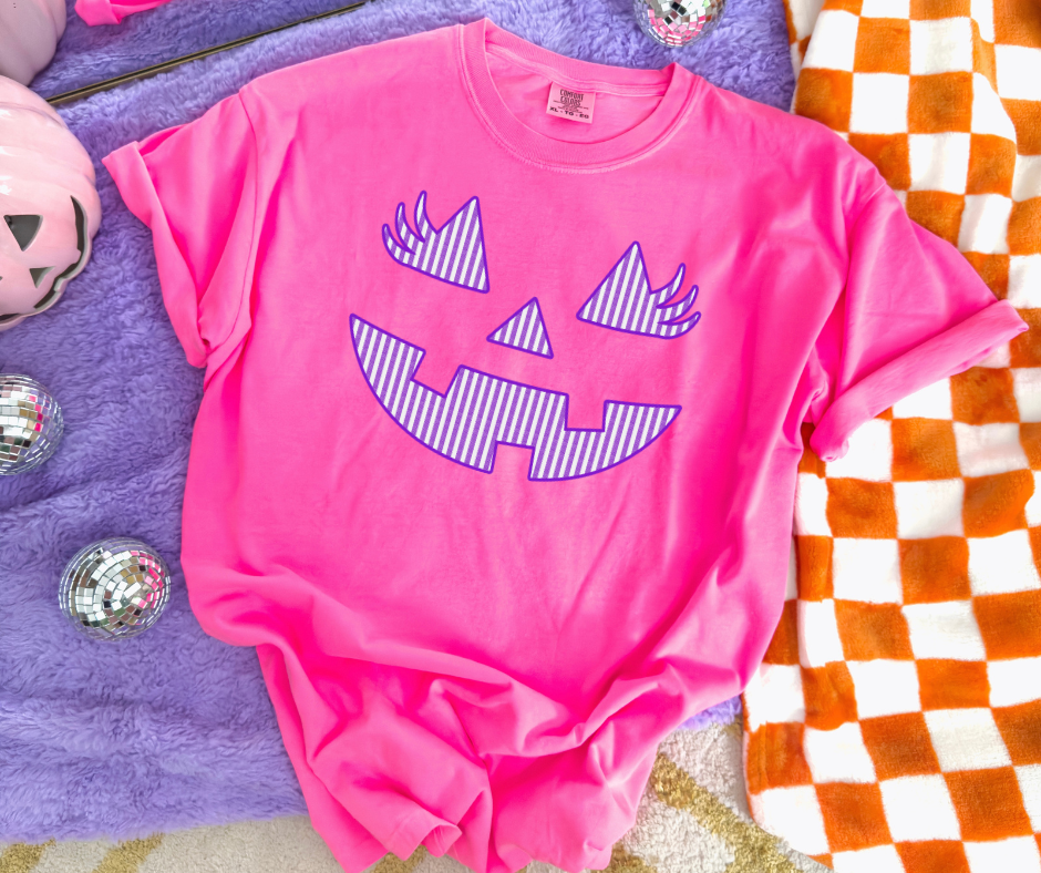 DTF TRANSFER ONLY - Purple Jack-o-Lantern Face