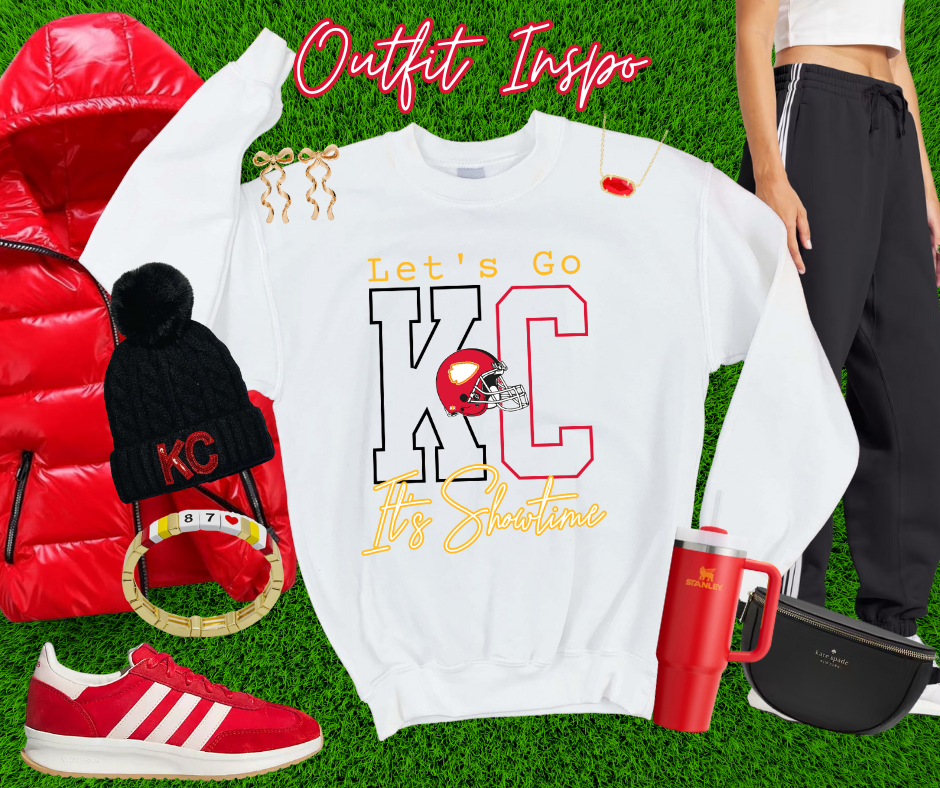 DTF TRANSFER ONLY - Let's Go KC It's Showtime (Black K / Red C)
