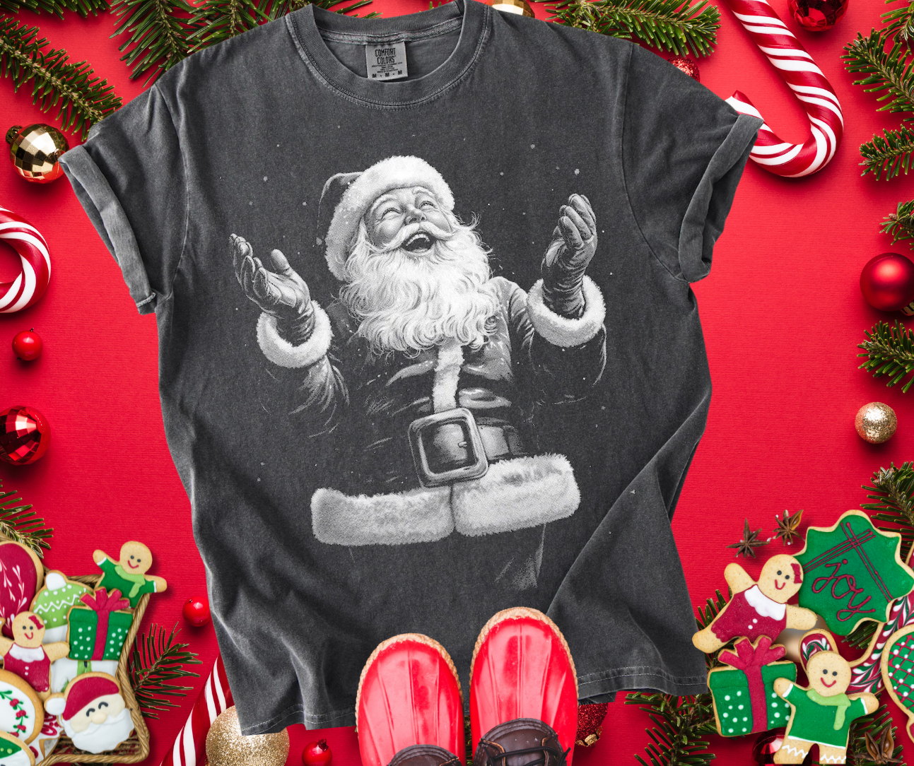 DTF TRANSFER ONLY - VIRAL Jolly Santa Claus Halftone