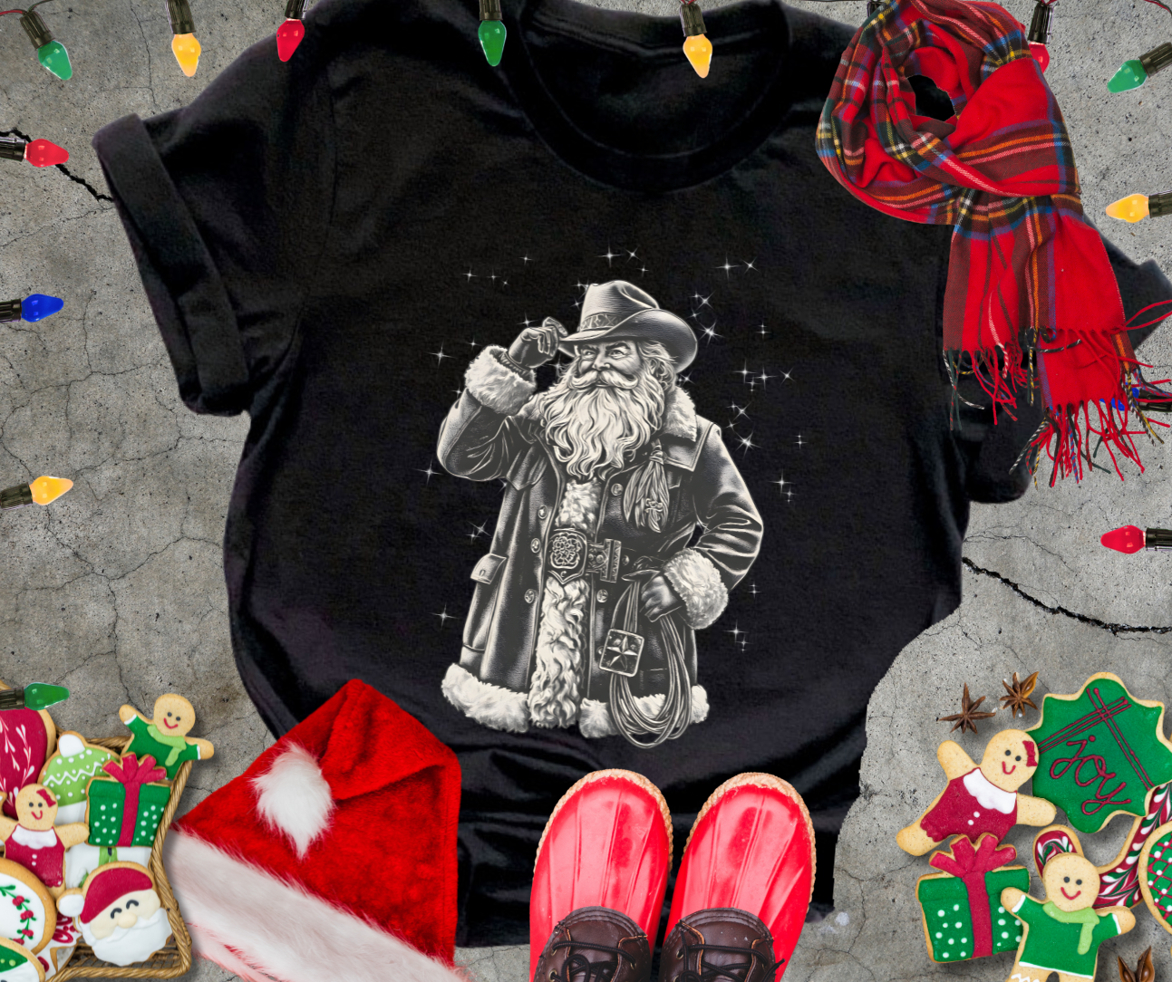 DTF TRANSFER ONLY - VIRAL Vintage Cowboy Santa