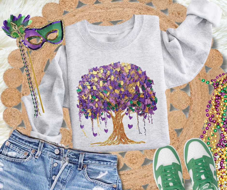 DTF TRANSFER ONLY - Faux Painted Mardi Gras Tree