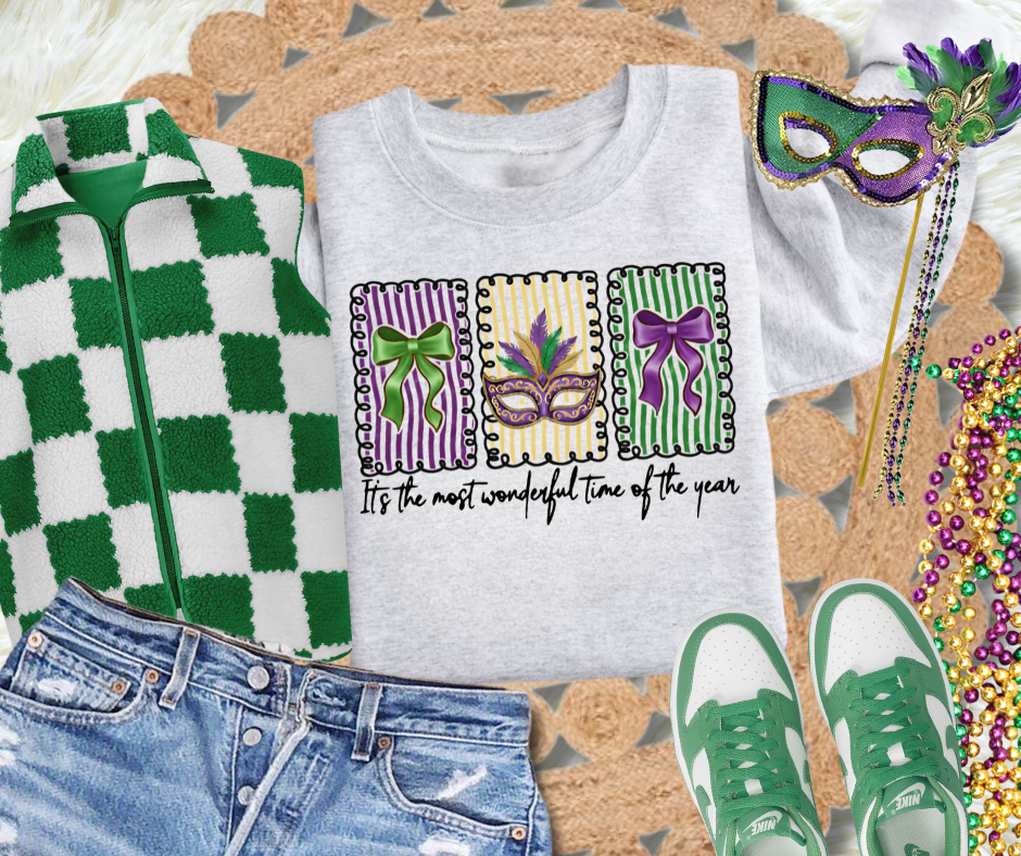 DTF TRANSFER ONLY - Mardi Gras Bows & Mask